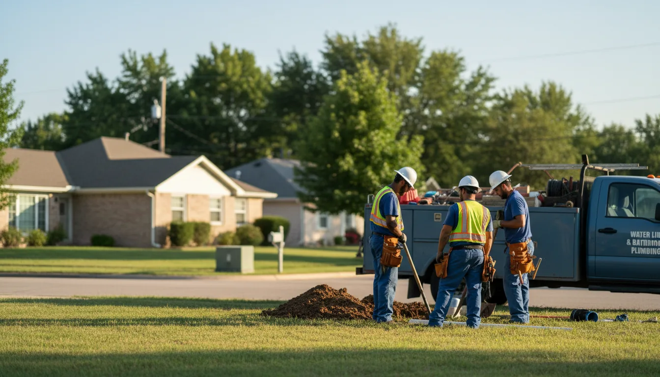 Residential water line and bathroom plumbing service in Gould, OK